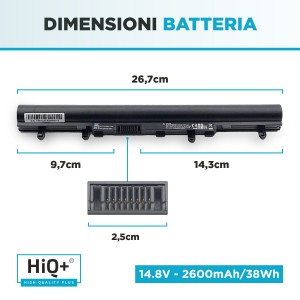 Batteria HiQ+ per Acer Aspire E1-532PG Alta Capacità